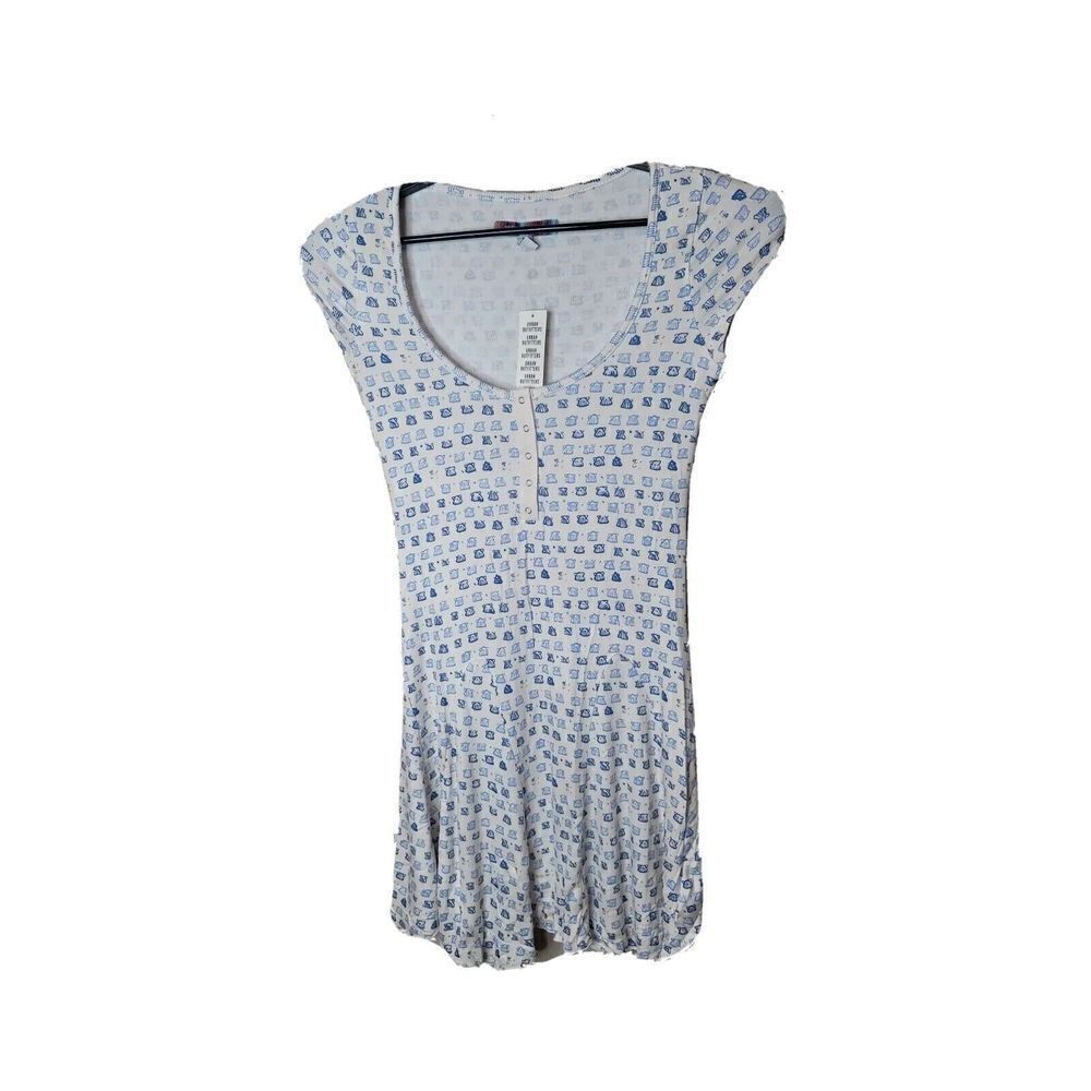 Urban Outfitters UO NWT Women's Henley Blue White Mini Dress Size Small t75